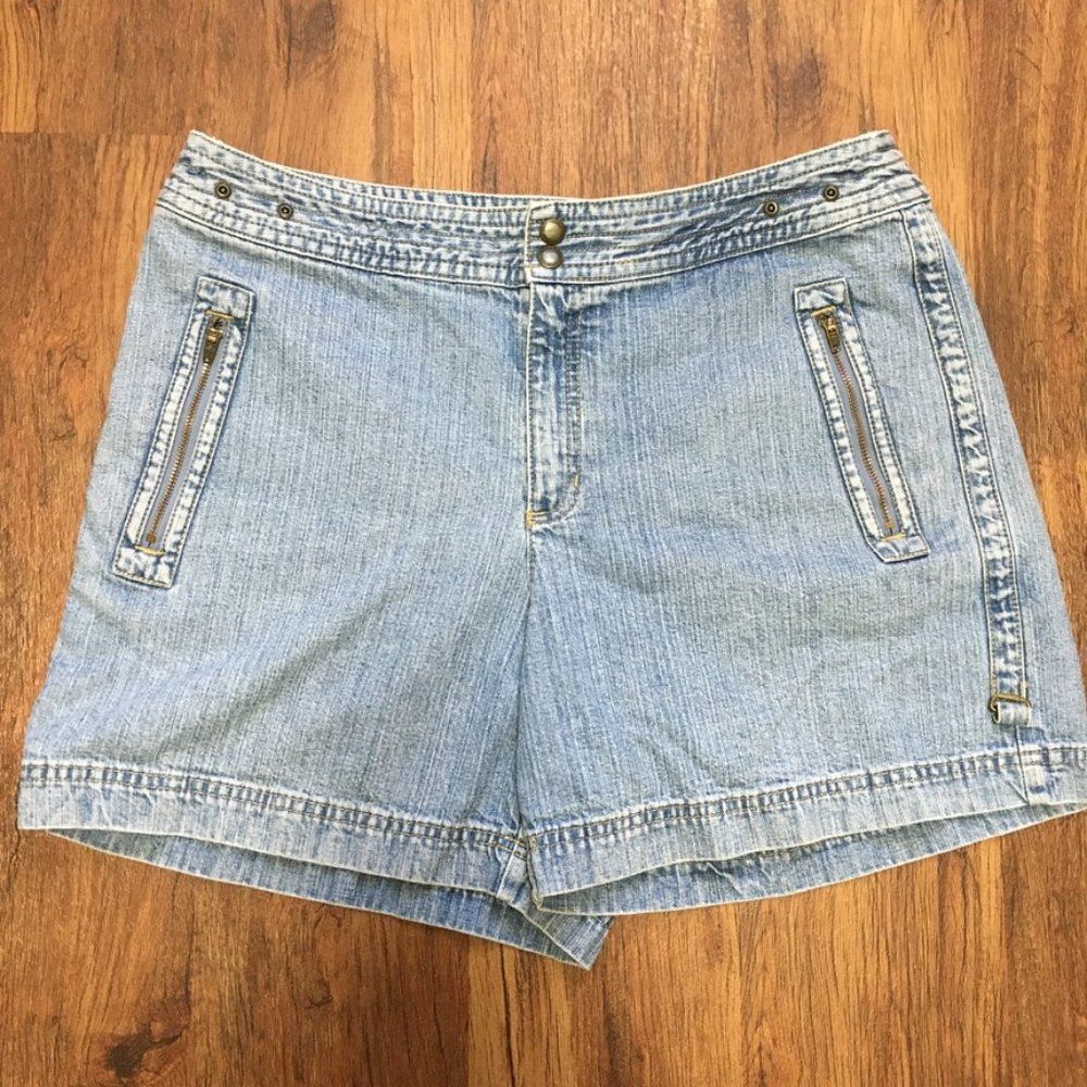 Y2K High Rise Moto Zip Mom Shorts SZ 14